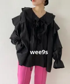 wee9s フリルカラーブラウス ブラックのサムネイル