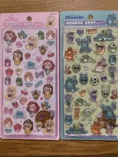 正規品　ディズニープリンセス・モンスターズインクボンボンドロップシール2枚セット