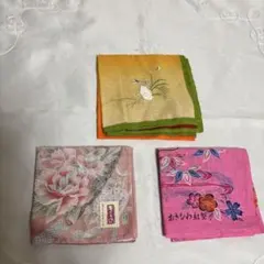ウサギ刺繍 グラデーションハンカチ　レディース　ハンカチ　3枚