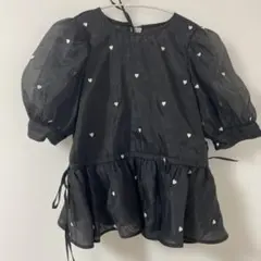 今日だけ大幅お値下げ中☺️ハート刺繍 シースルーブラウス 半袖 ブラック
