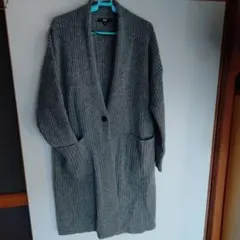 UNIQLO リブ編み ロングカーディガン L グレー