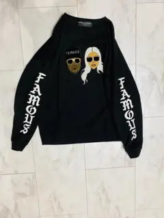 FAMOUS プリント ブラック スウェット　長袖　トレーナー