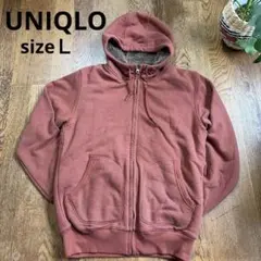 [y2k]ユニクロ ボアジップパーカー くすみレンガ色フェード感L