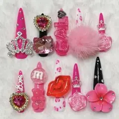 キッズネイル　スーパーロング　KOGYARU コギャルネイル　ブラック×ピンク