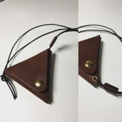 本革 三角コインケース 牛ヌメ革 チョコブラウン コインケース 革財布