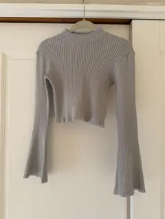 GRL ラメニットフレアスリーブショート丈トップス