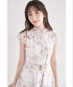 tocco♡ベルト付き水彩フラワーロングワンピース