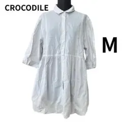 CROCODILEクロコダイル シャツ ワンピース 七分袖 白 Mのサムネイル