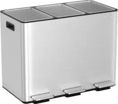 【新品】mVm 分別ゴミ箱 3分別 45L ペダル式 ステンレス シルバー