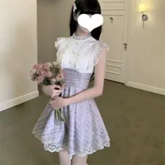 量産型 チェック柄ティアードフリルミニワンピース　ノースリーブワンピ 地雷系