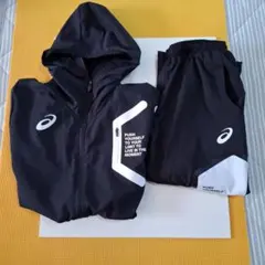asics フード付きジャージ上下セット Sサイズ ブラック