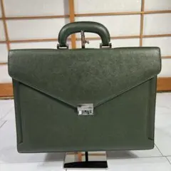 希少カラー BURBERRY バーバリー レザー ビジネスバッグ グリーン 