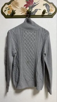 Doublefocus メンズタートルネック ケーブルニット【M】