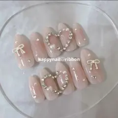ネイルチップ ワンホン キラキラ ハート リボン ガーリー 韓国 量産型