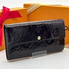【美品】ルイヴィトン ポルトフォイユサラ 長財布 ヴェルニ アマラント パープル