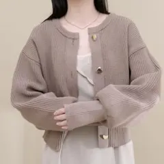 【日曜日まで】 natural couture ハート釦ポリニットカーディガン