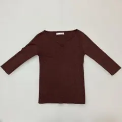 【サイズ: 38】ÉLÉVENCE DEUX バーガンディ Vネック