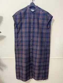 FORK & SPOON チェック柄フレンチスリーブワンピース