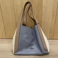 COACH コーチ　ハドリー ホーボートートバッグ　ブルー×白×ベージュ