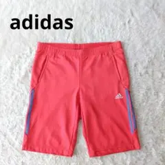 adidas アディダス　ハーフパンツ 赤 トラックパンツ M ブルーライン