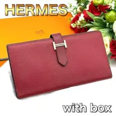 HERMES エルメス べアン スフレ ヴォーエプソン 長財布 箱付き T80