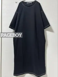 k0544 PAGEBOY 配色ステッチワンピース ブラック