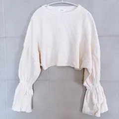 【STYLEMIXER】クロップドボリュームスリーブニット アイボリー