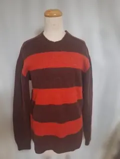 LACOSTE　茶色とオレンジのストライプセーター