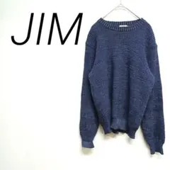 JIM 藏青色 羅紋編織圓領針織衫 M 羊毛35%混紡 M 有彈性
