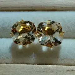 ✧天然石イエローシトリン6.0mm✧　ピアス　ステンレス