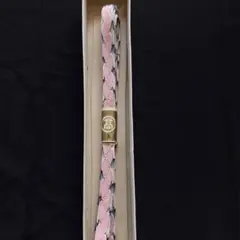 【未使用・美品】正絹 帯締め 笹波組 ピンク 金糸 礼装用 高島屋