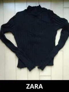 ZARA リブニット ハイネック 長袖 ブラック