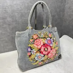 FEILER フェイラー トートバッグ シュニール織 グレー 花柄 フラワー