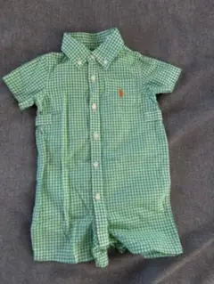Ralph Lauren 緑のチェック柄ロンパース 6M