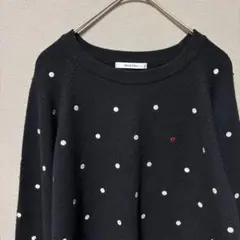 ミュエルシック　ドット刺繍セーター( L相当)ブラック隠れハートクルーネック