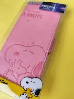 新品SNOOPY Xperia1手帳型ケーススヌーピーピンクのサムネイル