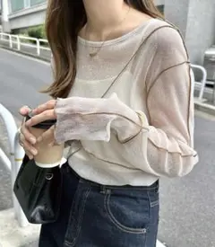 andme 配色メローラメシアートップス