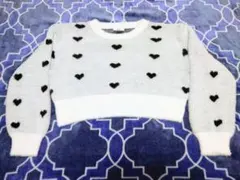 美品 ハート柄セーター グレー/ホワイト