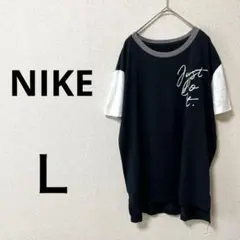 NIKE ナイキ　ロゴ Tシャツ 半袖 黒/白　Ｌ　着丈長め　スポーツ