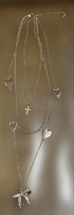 ハートハート！　多層リボンハート　3重ネックレス