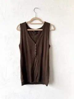《美品》Eddie Bauer ノースリーブ リブニット ブラウン Mのサムネイル