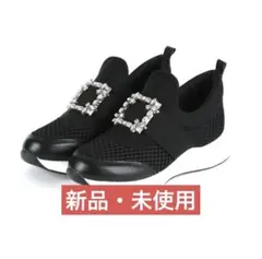 【新品・未使用】ビジュー付き ブラック スニーカーMサイズ【VIVIAN】