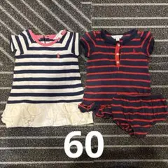 ラルフローレン　ボーダーワンピース　半袖　女の子　3M ２枚セット売り
