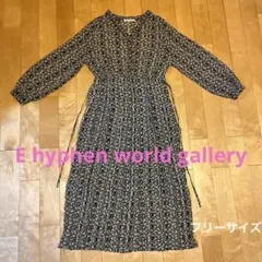 E hyphen world gallery ＊花柄Vネックプリーツワンピース