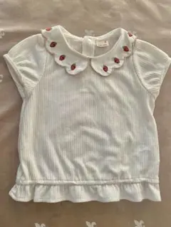 petit main イチゴ刺繍付きホワイトシャツ