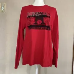 ボーメール 赤色 プリント入り 長袖シャツ レッド