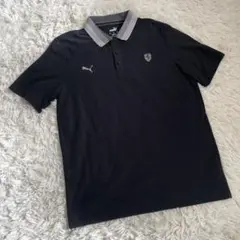 PUMA フェラーリコラボ　半袖ポロシャツ　M 黒　鹿の子　エンブレム入り　無地のサムネイル