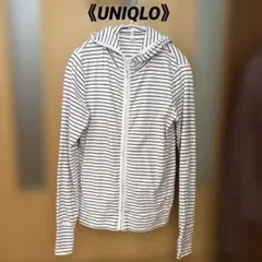 《UNIQLO》ユニクロ　ボーダー柄ジップアップパーカー※薄手　M 【訳あり】