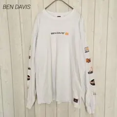 BEN DAVIS ロゴプリント 長袖Tシャツ ロンT ホワイト 白 M