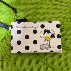スヌーピー ドット柄 コインケース　パスケース付きカードケース